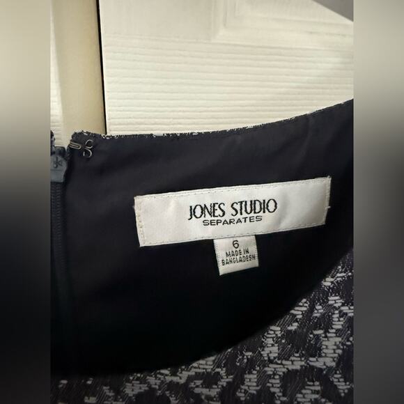 Jones Studio Separates Black and Gray Print Shift Dress Business Casual Size 6 - Picture 6 of 6